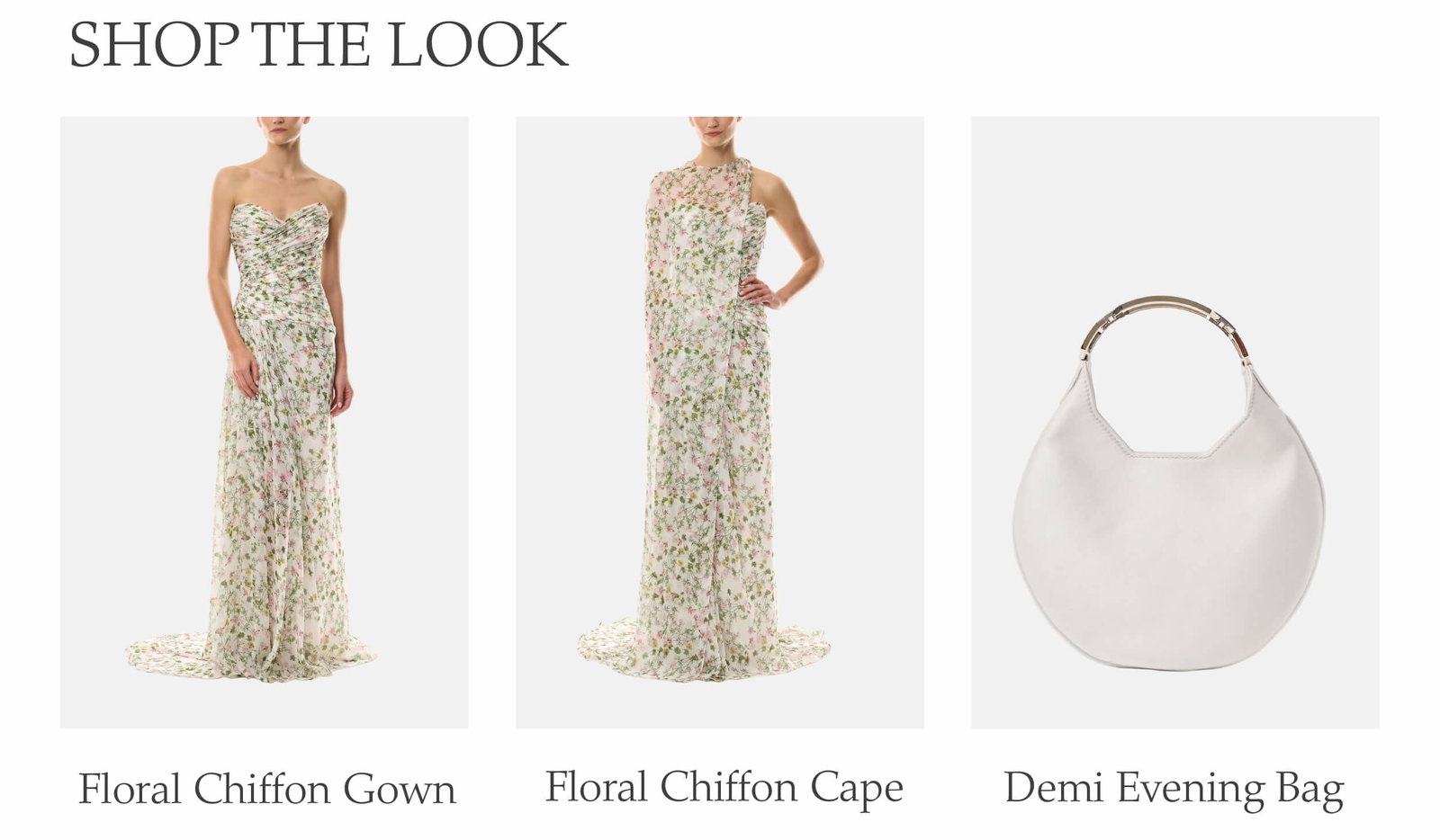 Shop the look for the gown, cape and evening bag.