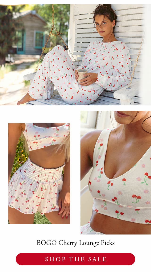 Collage of cherry lounge styles. Shop the sale. 