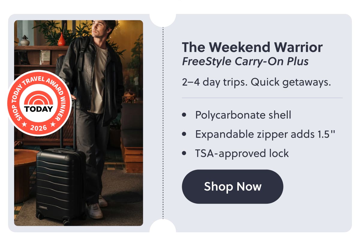 The Weekend Warrior FreeStyle Carry-On Plus 2-4 day trips. Quick getaways. • Polycarbonate shell • Expandable zipper adds 1.5" • TSA-approved lock Shop Now