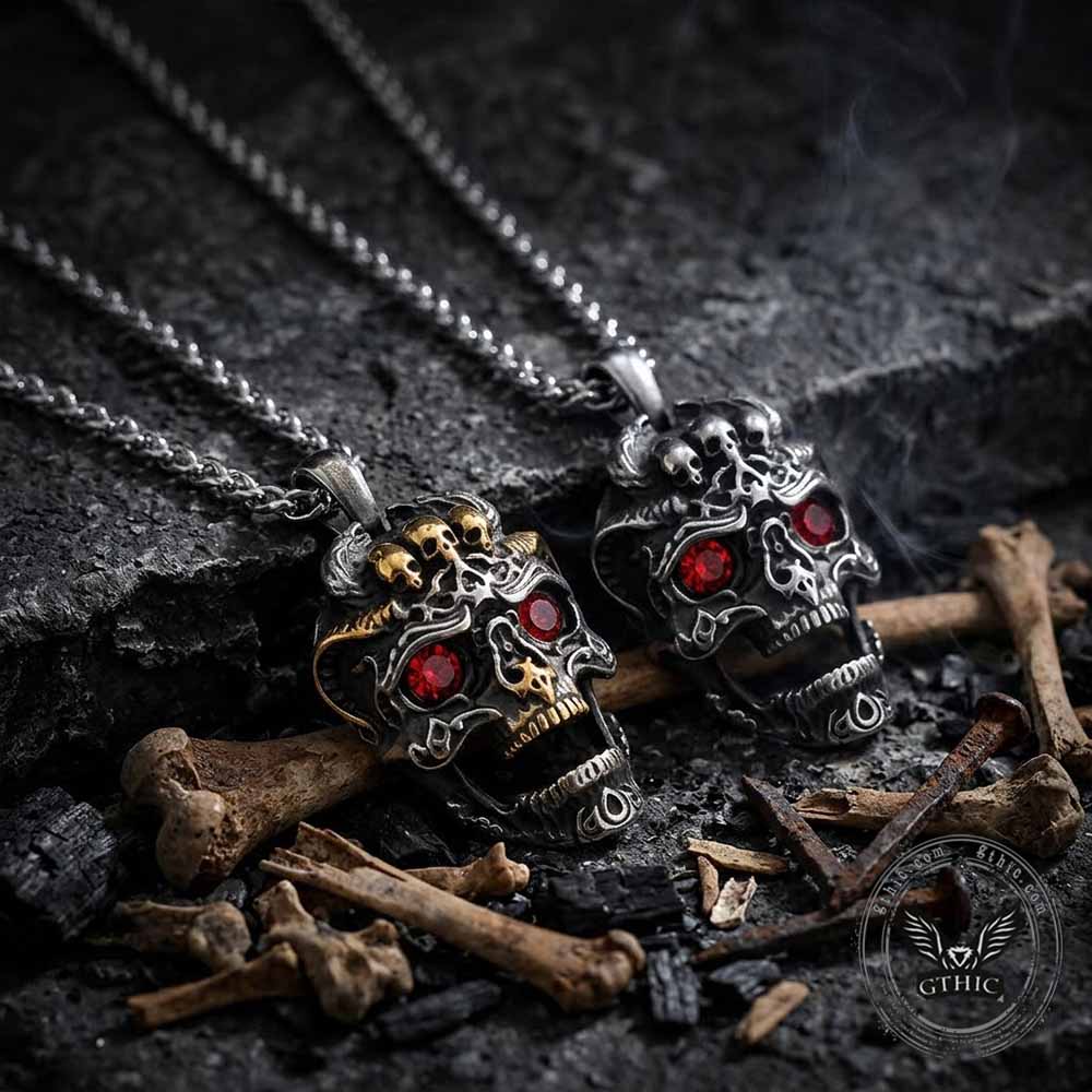 Image of Punk Red Eye Skull Head Stainless Steel Pendant