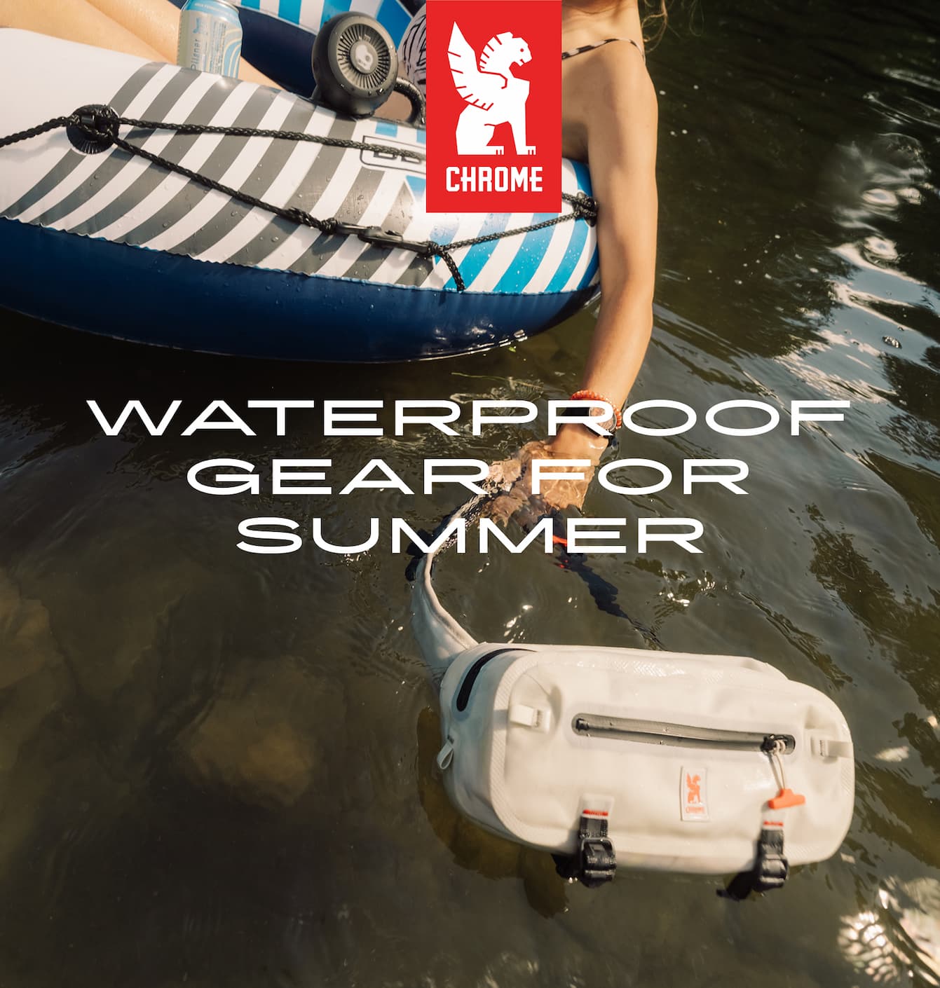 The waterproof Mini Kadet floating in a river