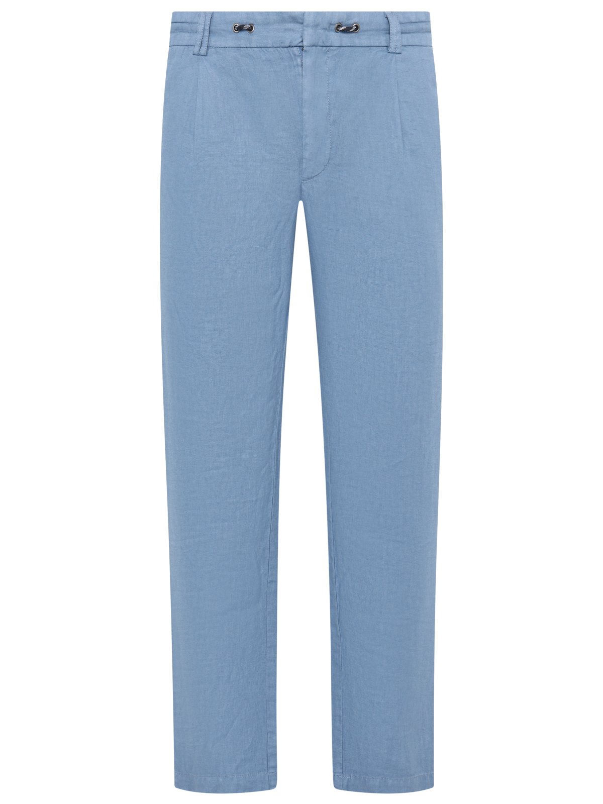 Lightweight linen trousers with drawstring and pleat