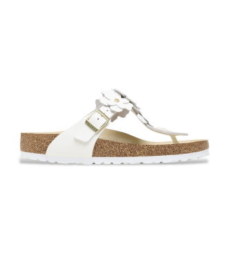 Sandalias de Piel Gizeh Flower Embellishment (Ajuste Estrecho) blanco