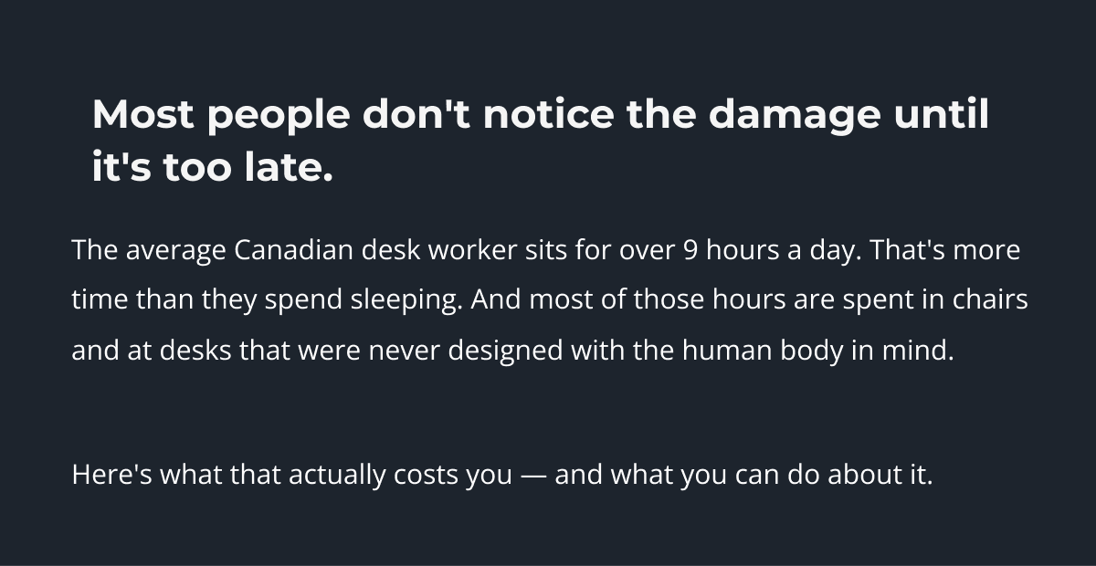 Average canadian desk worker sits for over 9 hours a day