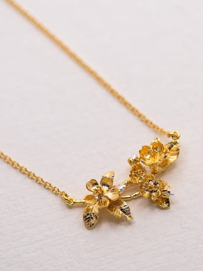 Cherry Blossom Branch Inline Necklace