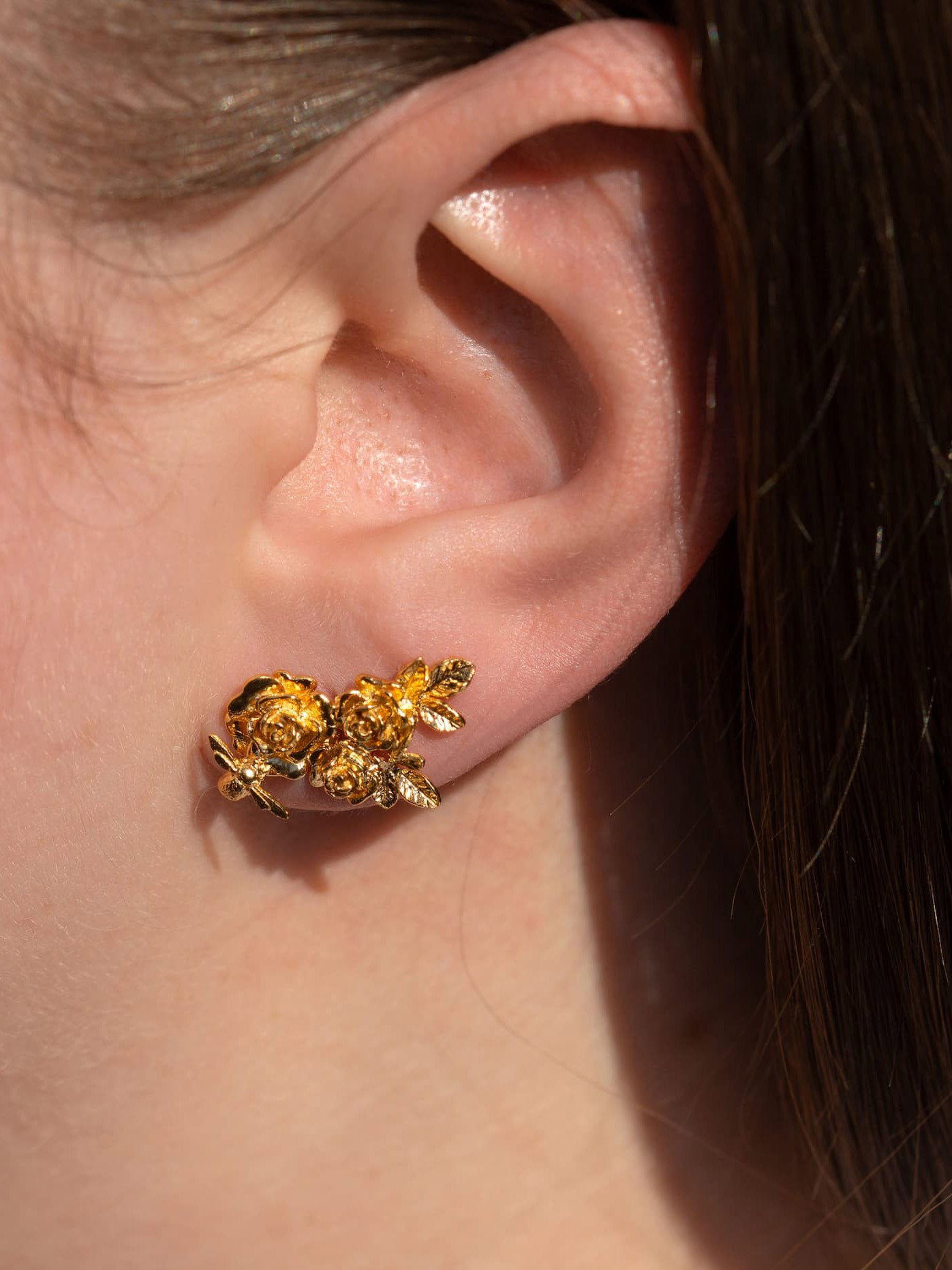 Rose & Bee Cluster Earrings