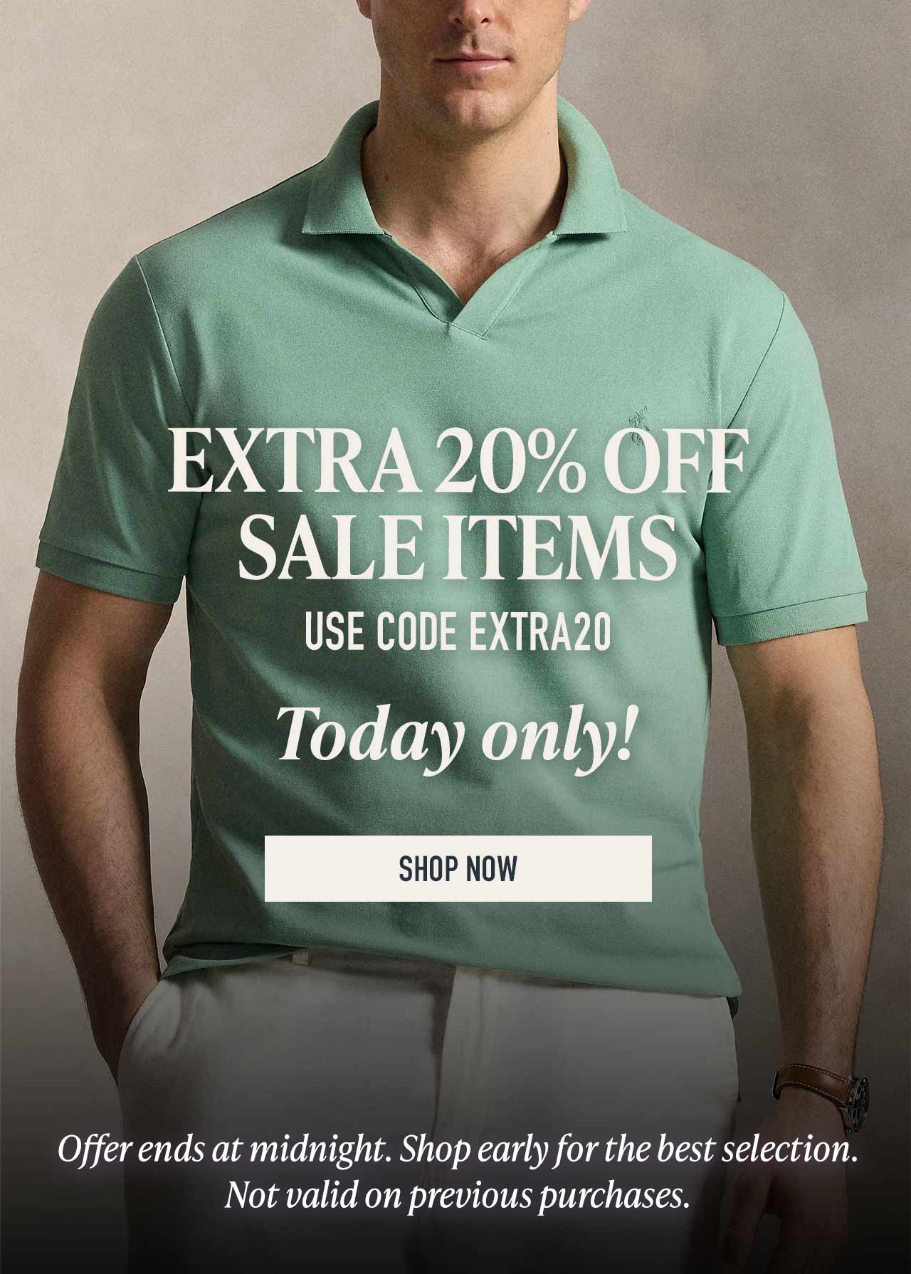 Today only — extra 20% off all sale items at Westport Big & Tall. Enter code EXTRA20 at checkout.