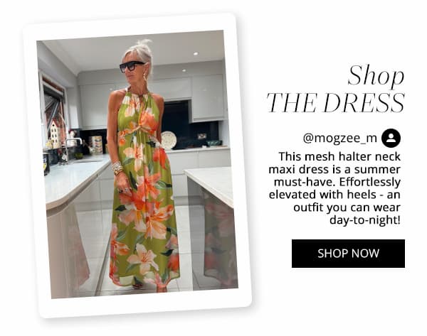 M&Co Green Floral Print Mesh Knot Front Halter Maxi Dress