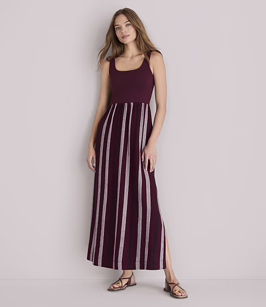 Lou & Grey Striped Linen Cotton Mixed Media Maxi Pocket Dress