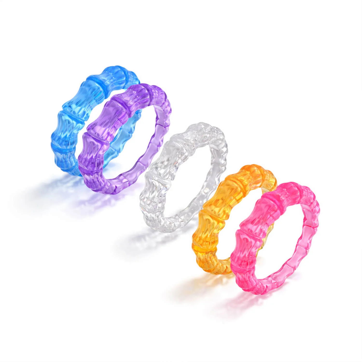 Image of SAMPLE SALE - Bamboo Lucite Rings Set of 5