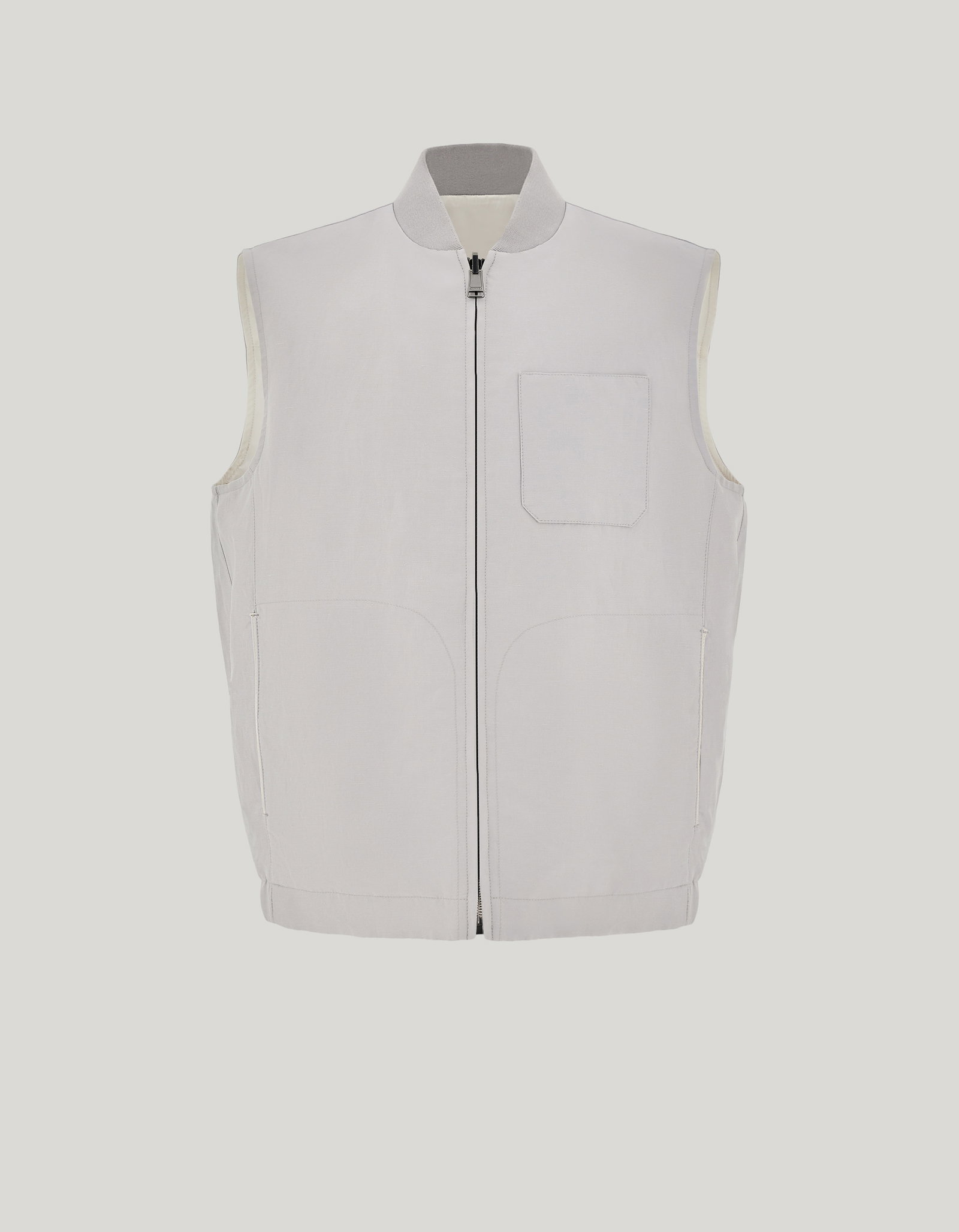 Light grey linen and silk reversible vest_O41131-AX03156-203