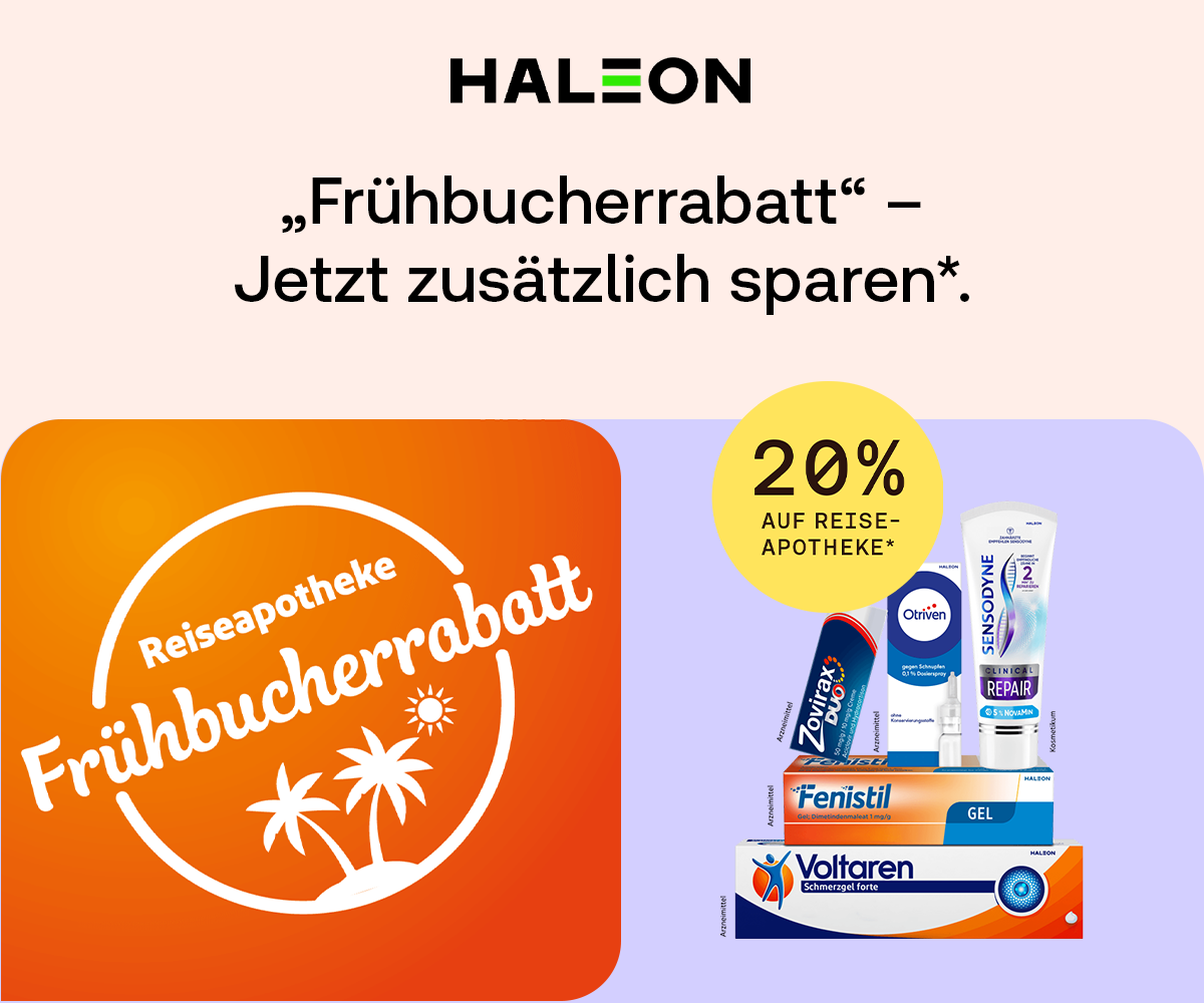 Frübucherrabatt für Haleon Reiseapotheke, Voltaren, Zovirax Dui - 10% auf die Reiseapotheke