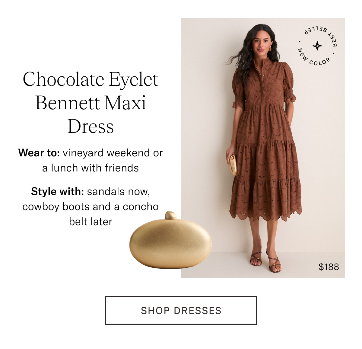 Chocolate Eyelet Bennett Maxi Dress