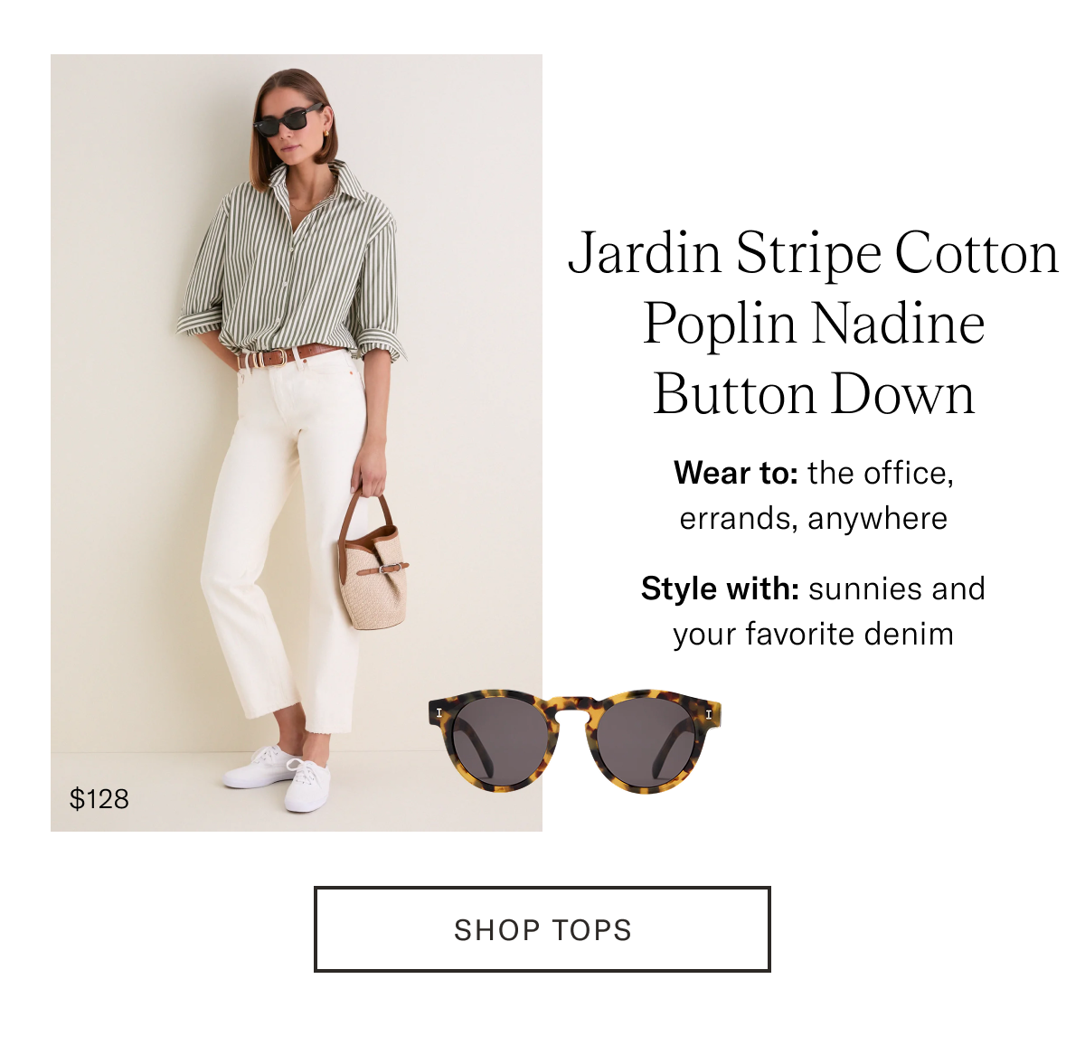 Jardin Stripe Cotton Poplin Nadine Button Down