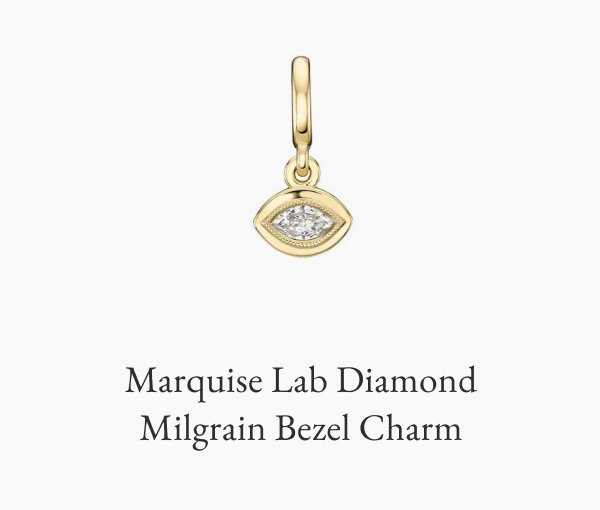 Marquise Lab Diamond Milgrain Bezel Charm