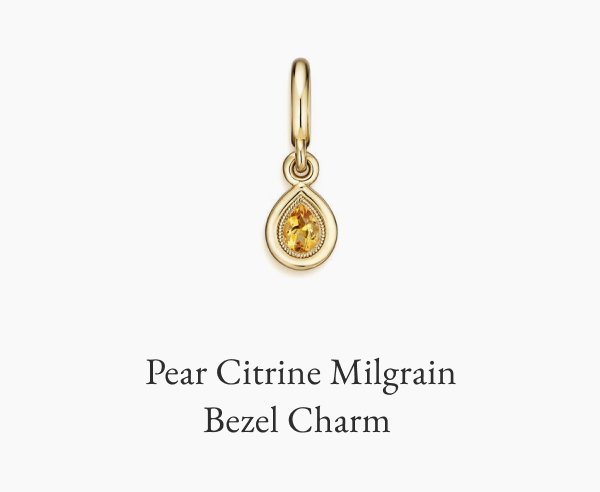 Pear Citrine Milgrain Bezel Charm
