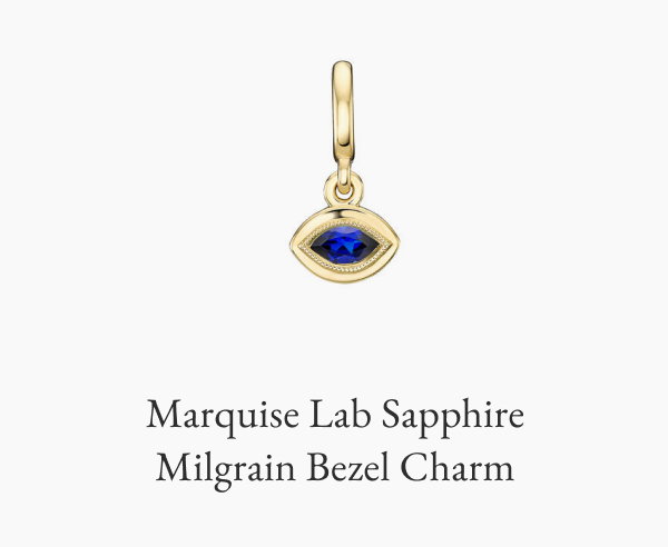 Marquise Lab Sapphire Milgrain Bezel Charm