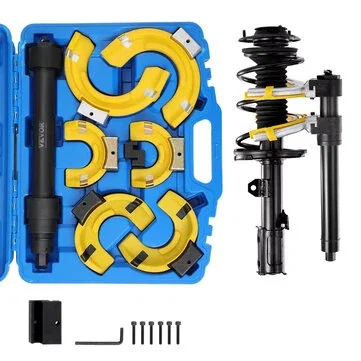 Strut Spring Compressor Set Macpherson Strut Spring Compressor Kit Interchangeable Fork Strut Coil Extractor Remover Tool with Protective Sleeve