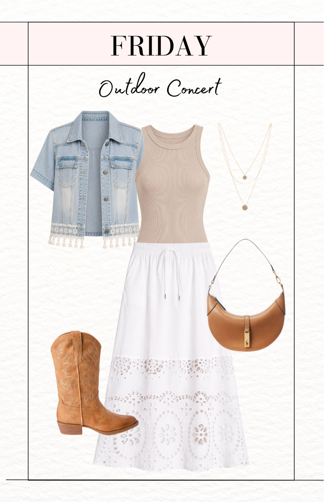 Morella Jacket, Danika Top Beige, Jolene Skirt White