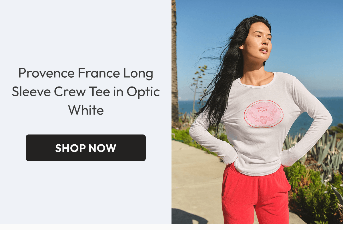 Provence France Long Sleeve Crew Tee in Optic White