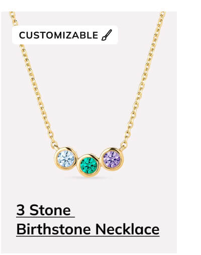 3 Stone Birthstone Necklace 3 Stone Birthstone Necklace