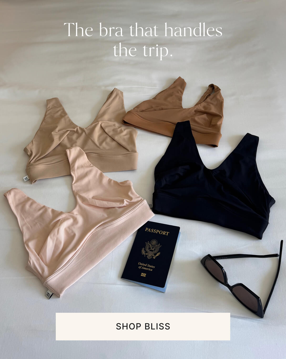 The bra that handles the trip. Shop bliss.