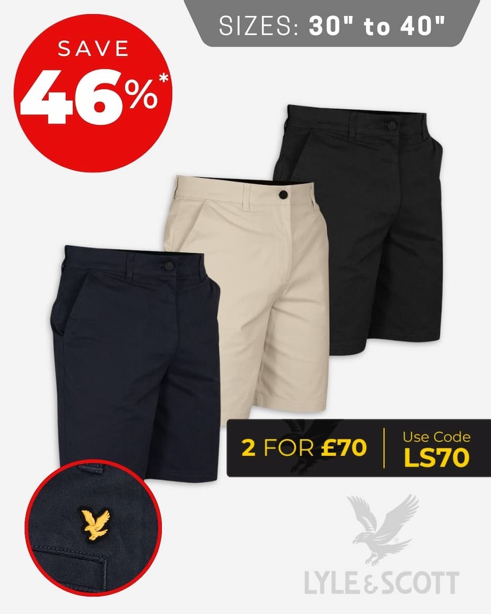 Lyle & Scott Mens 2026 Course Stretch Cotton Breathable Chino Golf Shorts
