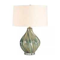 Tausha 25.5 inch 150 watt Greens And Blue Tones with Crystal and Antique Brass Table Lamp Portable Light by Uttermost