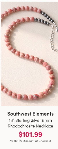 Southwest Elements | Sterling Silver 8mm Rhodochrosite Bead 18" Necklace  $101.99 with 15% Discount at Checkout