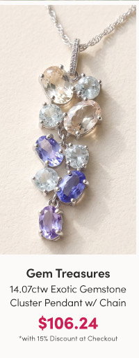 Gem Treasures | 14.07ctw Exotic Gemstone Cluster Pendant w/ Chain  $106.24 with 15% Discount at Checkout