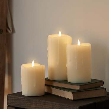 3 Bougies Piliers TruGlow®, Effet Cire Coulante, avec Télécommande