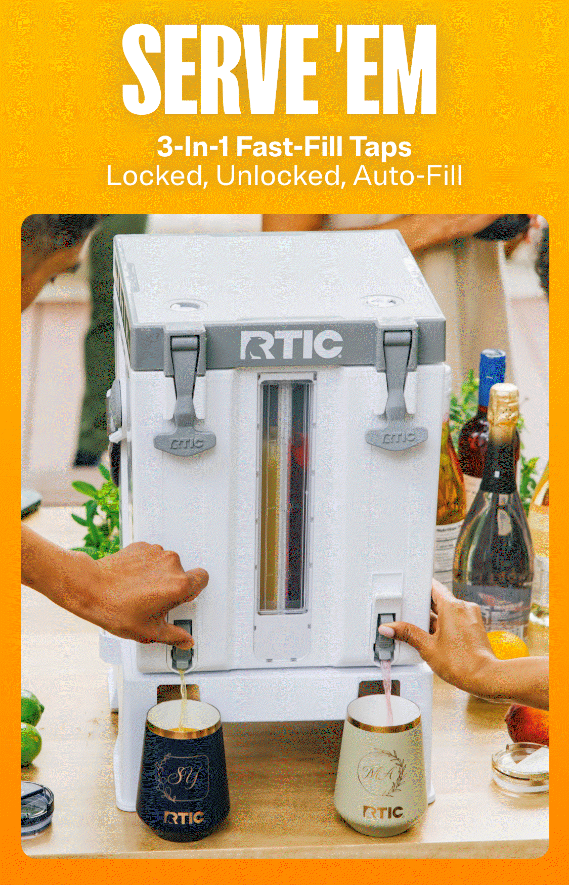 Serve 'em 3-in-1 fast-fill taps locked, unlocked, auto-fill