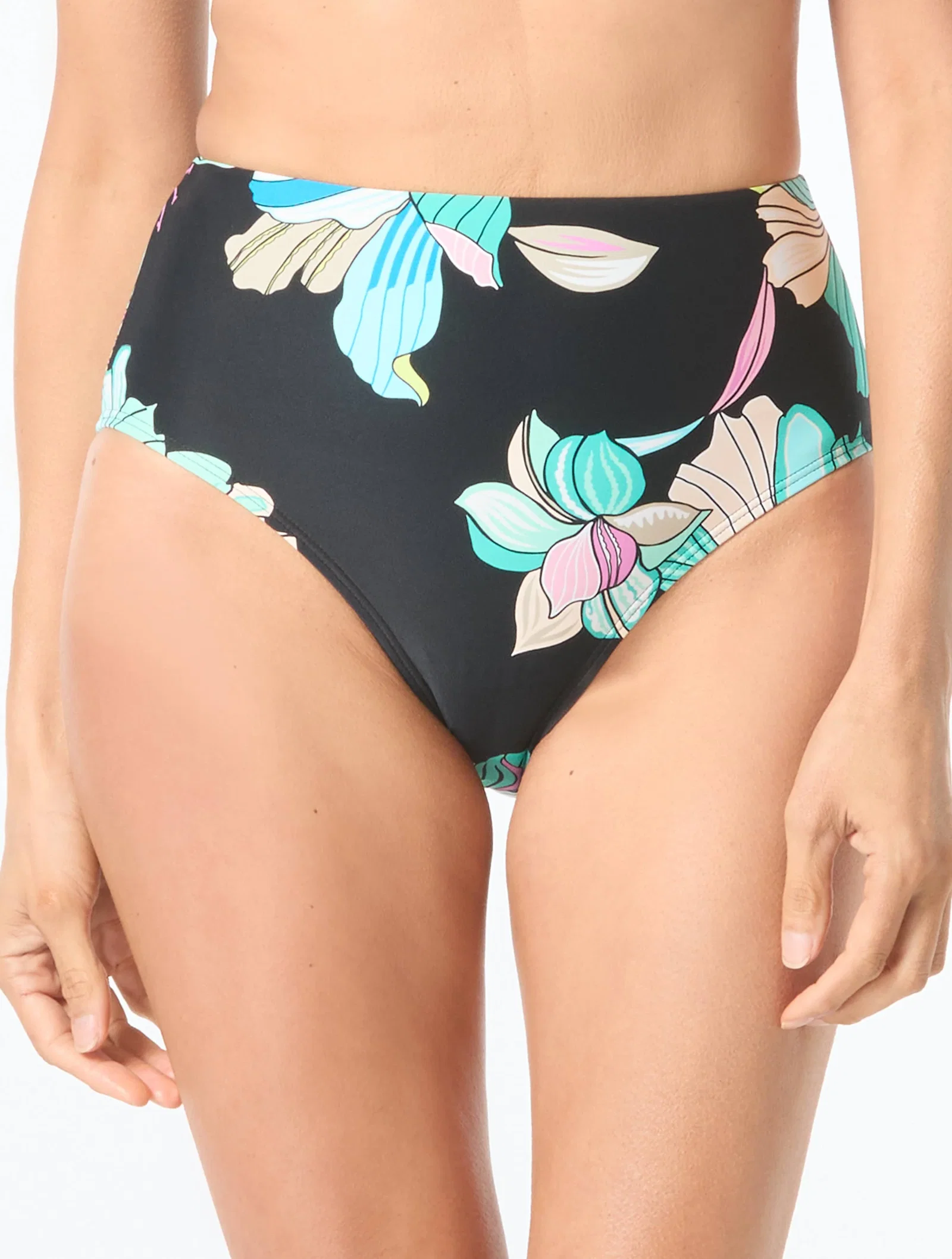 Image of Coco Contours Thrive Ultra High Waist Bikini Bottom - Aquatic Lotus