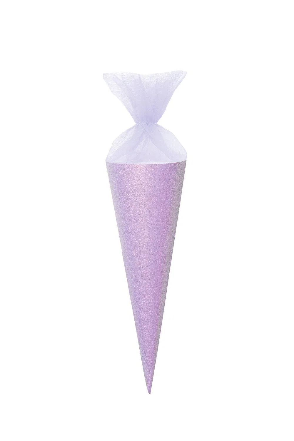 Schultüte Glitter mit Tüllverschluss lila