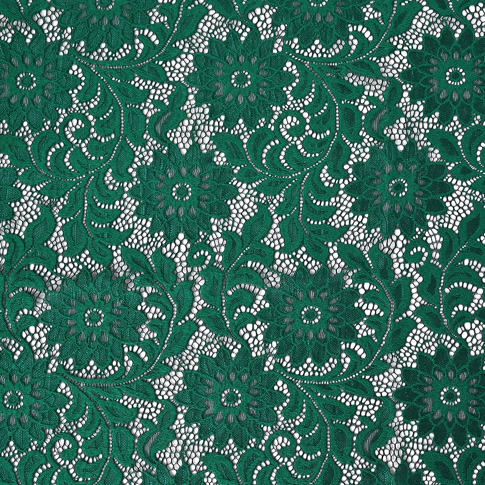 Image of Re-Embroidered Stretch Lace - Emerald Sunflowers - McKee Collection