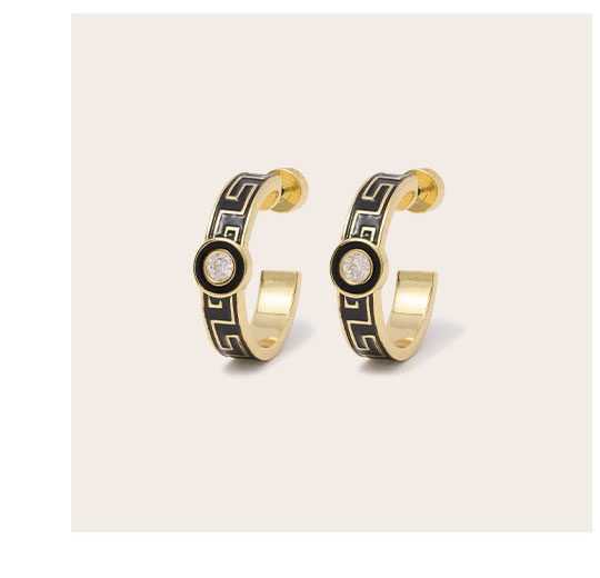 Greek Meander Hoop Earrings