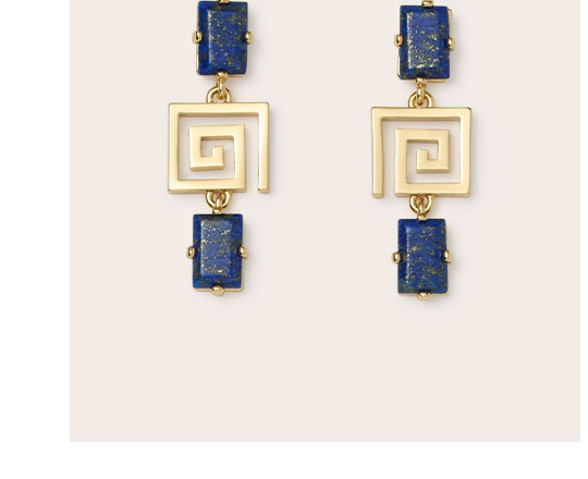 
Greek Key Gems Lapis Earrings