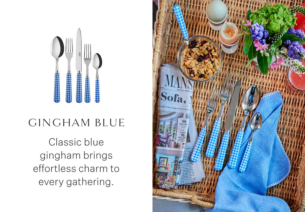 Gingham Blue Classic blue gingham brings effortless charm to every gathering.