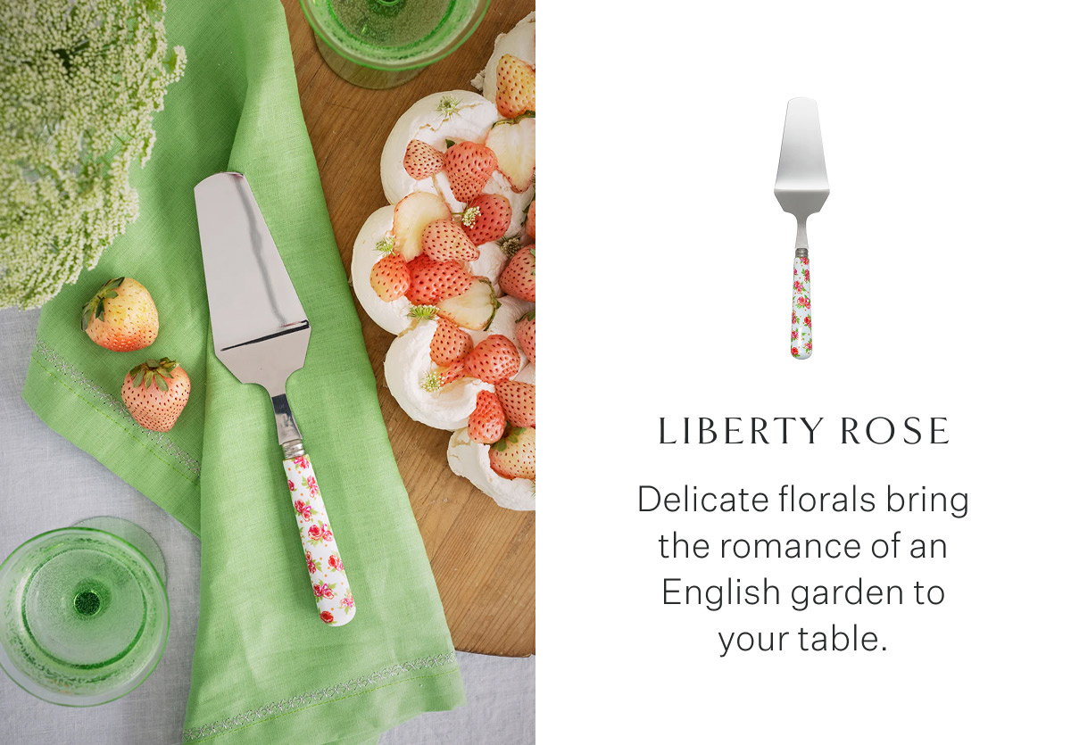 Liberty Rose Delicate florals bring the romance of an English garden to your table.