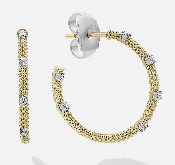 18K Gold superfine Diamond Hoop Earrings