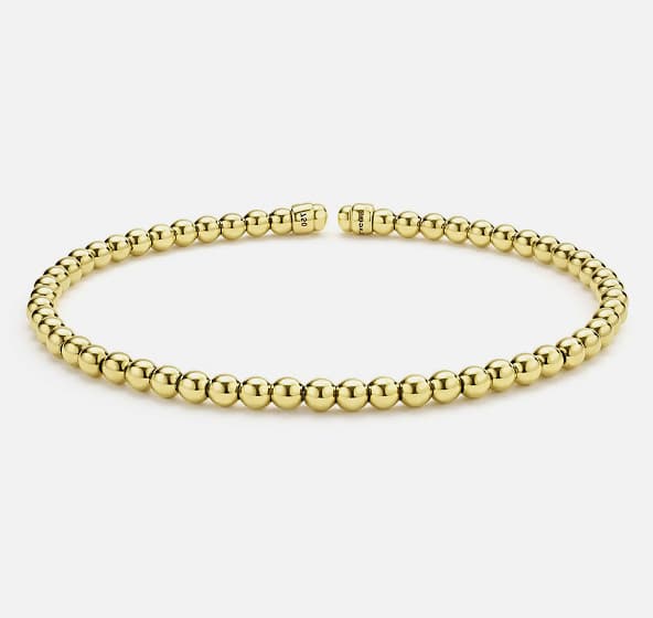 18K Gold Caviar Beaded Cuff Bracelet | 3mm