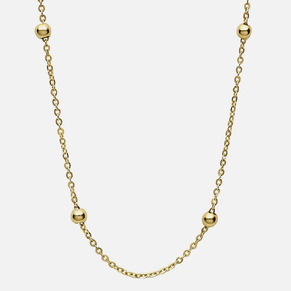 18K Gold Station Beaded Necklace