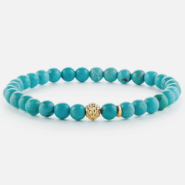Turquoise Gold Station Bead Bracelet