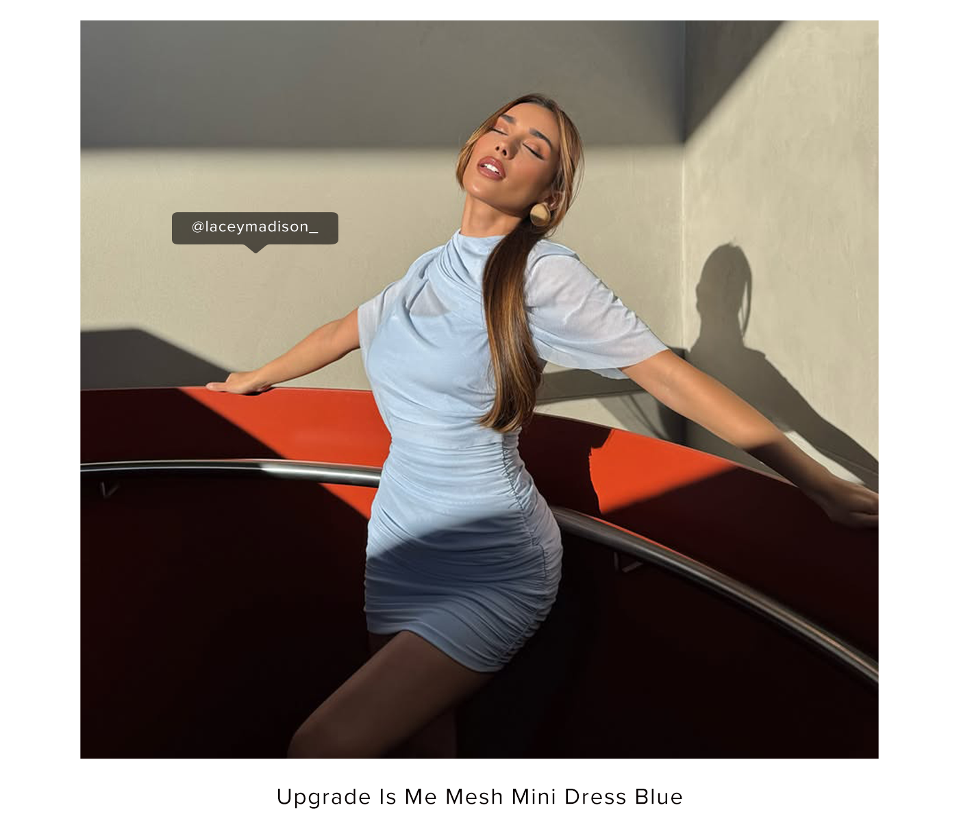 Upgrade Is Me Mesh Mini Dress Blue