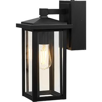 Globe Electric 14-inch Matte Black Outdoor Wall Light with GFCI Outlet