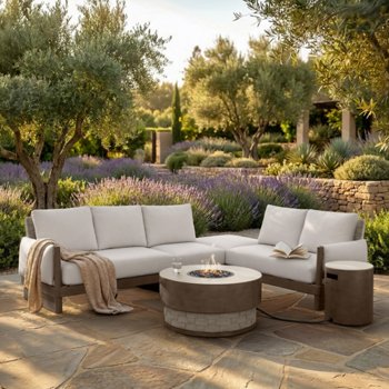 SunVilla Amherst Park 6-piece Outdoor Patio Fire Sectional Set