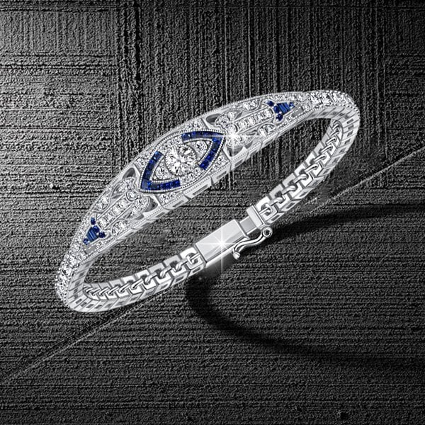 Italo Art Deco Tennis Bracelet In Sterling Silver
