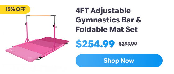  4FT Adjustable Gymnastics Bar & Foldable Mat Set