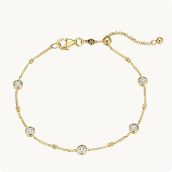 Lab Grown Diamond Bezel Station Bracelet in 14k Gold Plated