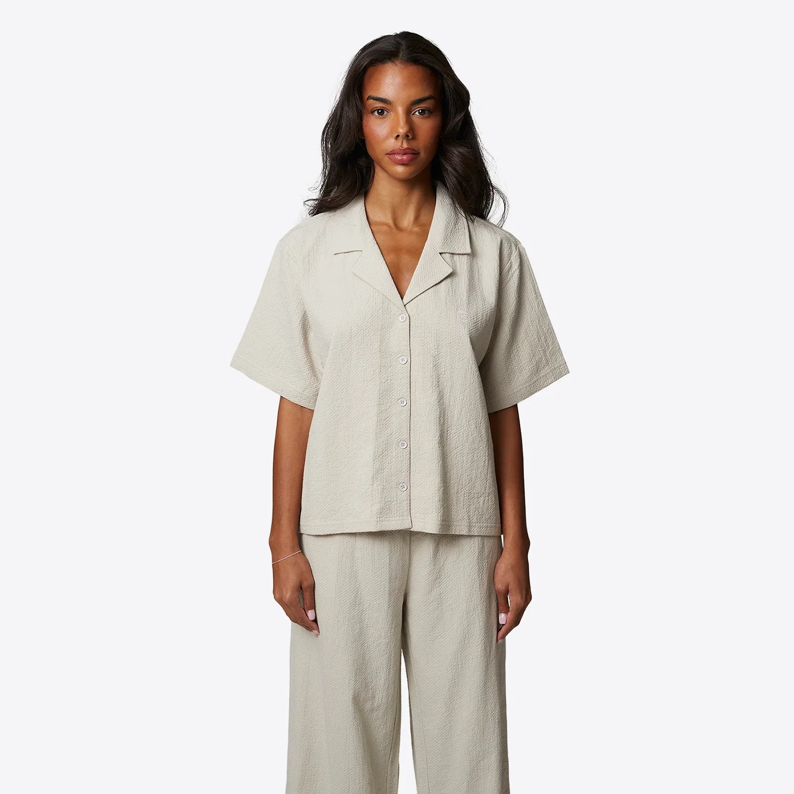 Image of Seersucker Monogram Cream Shirt